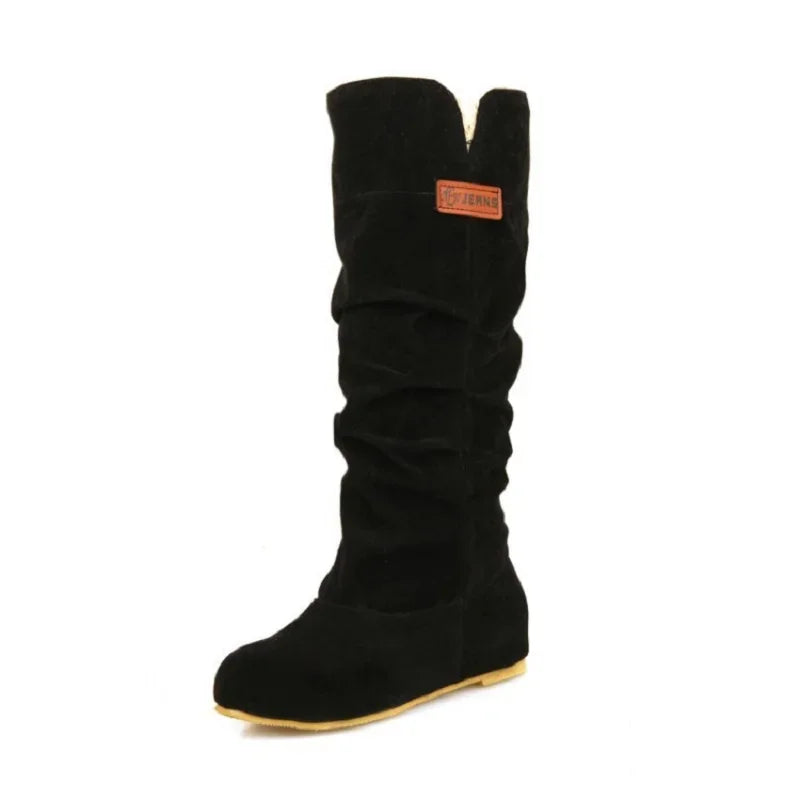 Botas de nieve de tubo medio para mujer, zapatos de mujer de talla grande con gancho de hilo de algodón hueco, encaje esmerilado, novedad.