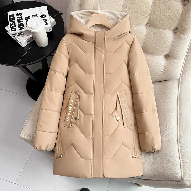 High-end women's mid-length down jacket, thick, warm and stylish, Korean style, for winter, c...