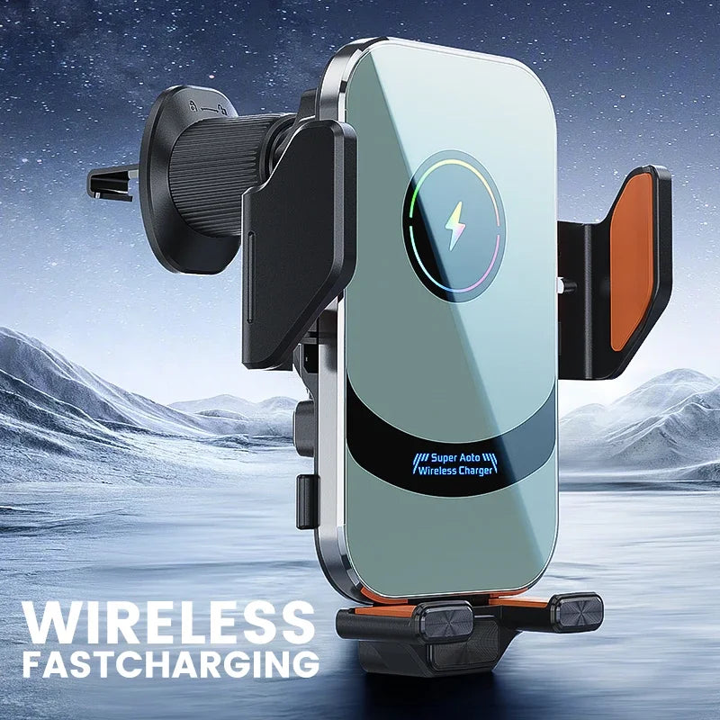 UYUXIO-Adaptador de cargador de coche inalámbrico con sujeción automática, soporte de teléfono para coche con ventilación de aire de carga súper rápida para iPhone 16 15 Pro Max Samsung
