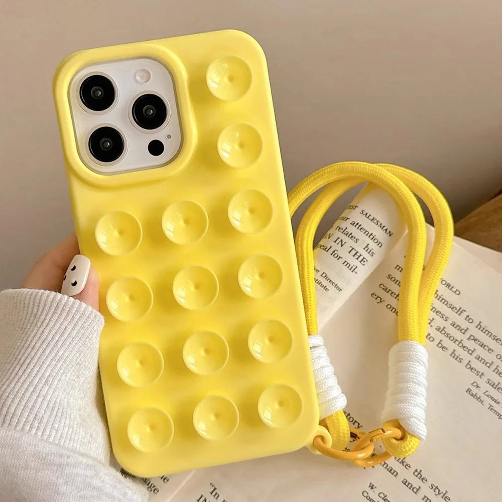 Soft Silicone Suction Cup Phone Case for iPhone 16 Pro Max 17 13 14 11 12 15 Pro Max Plus Non-Slip Shockproof Candy Color Cover