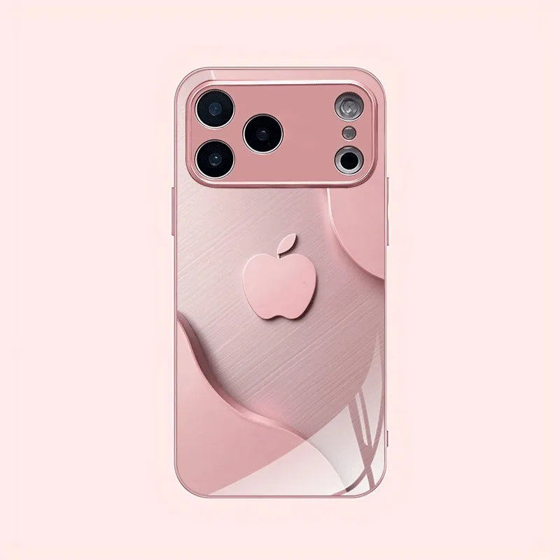 Luxury Light Pink Metallic Paint Glass Phone Case for iPhone 17 16 15 14 13 12 11 Pro Max Plus 17Air 16E