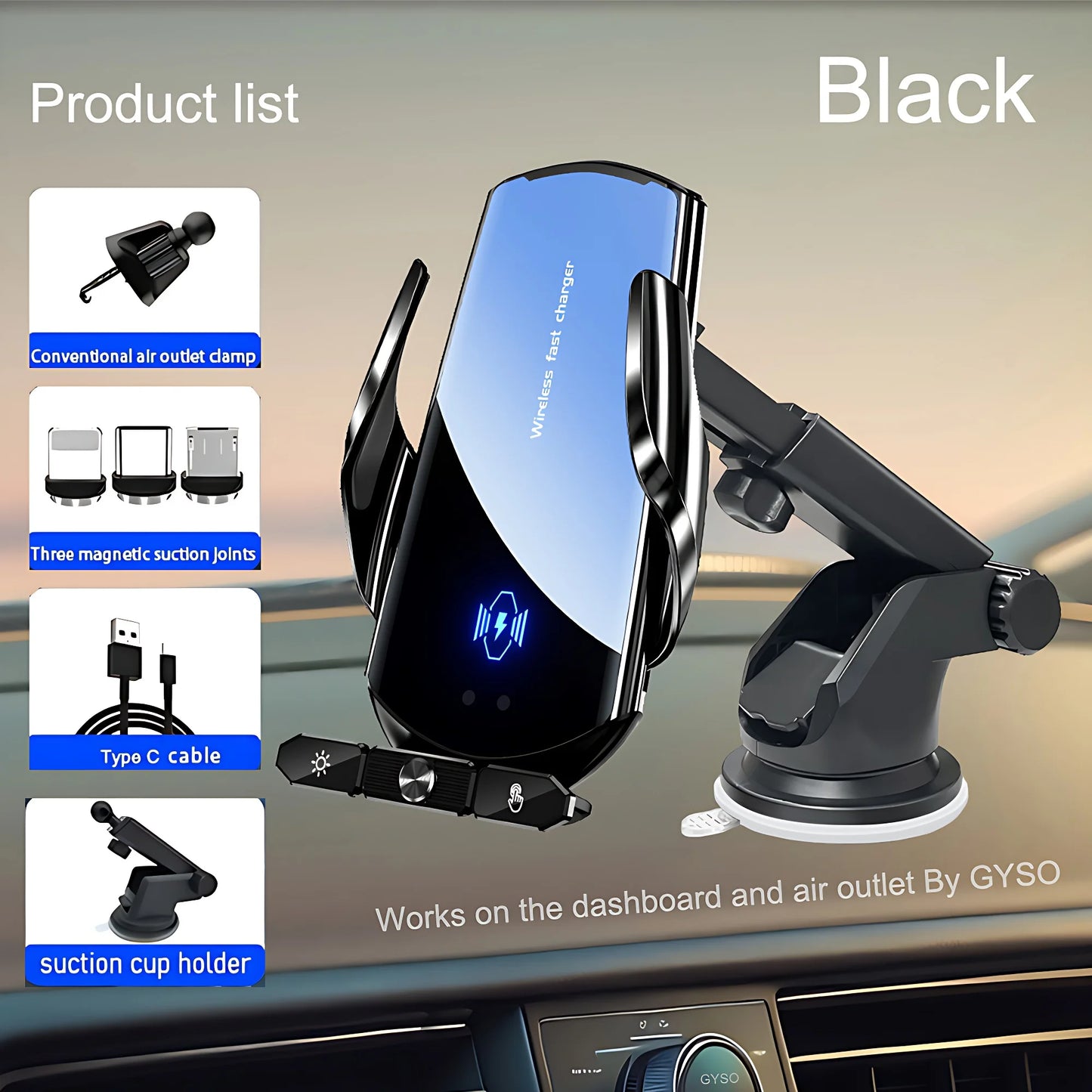 Soporte de teléfono para coche, cargador inalámbrico para iPhone 10, 12, 13, 14, 15 Pro Max, ventosa para parabrisas, salpicadero, ventilación de aire, estación de carga rápida