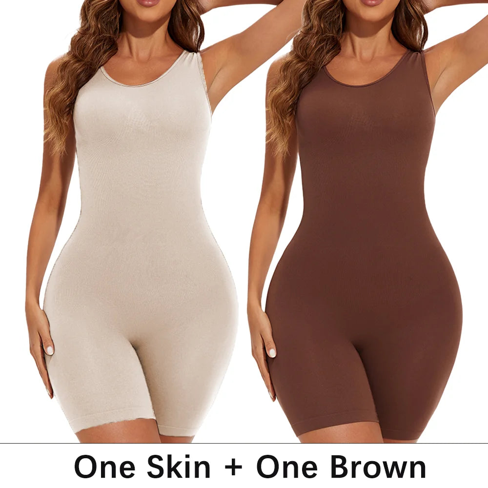 POKARLA Bodysuits sexys de cobertura total, faja moldeadora de muslos, mono moldeador de hombros anchos, faja sin costuras, adelgazante.