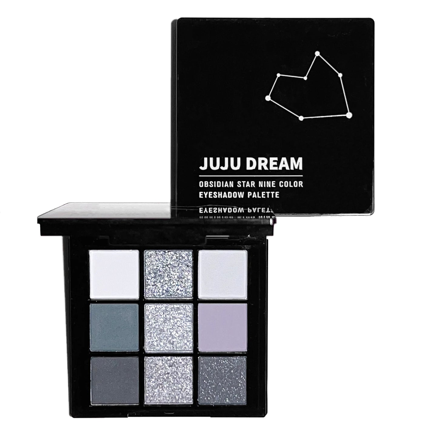 Paleta de sombras de ojos de 9 sombras: Black Swan, Smoky, Dark Black, Grey Silver Glitter, acabado mate, duradero y fácil de colorear