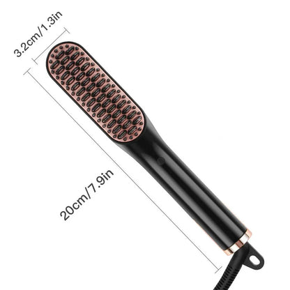 Cepillo eléctrico para alisar el cabello para hombres y mujeres, alisador de barba con calefacción inteligente, peine de hierro de cerámica, herramienta de peinado