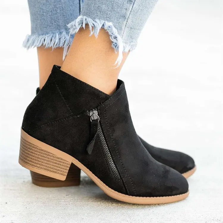Women's Ankle Boots 2026, Fall Suede Chelsea Boots, Fashion Platform Boots for Women, Side Zipper Heel Ankle Boots, Women's Boots