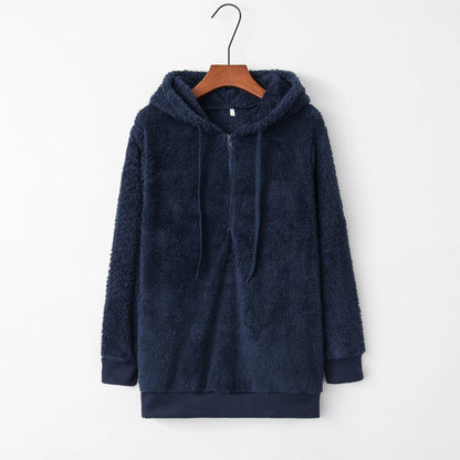 Women's Long Sleeve Hooded Sweatshirt, Monochromatic Coat, Fashion Trend