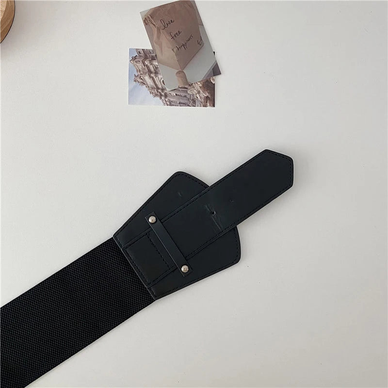 Women's Wide Elastic Corset Belt Dress Outfit Elastic Girdle Plus Size Belts for Women High Quality Large Waist White