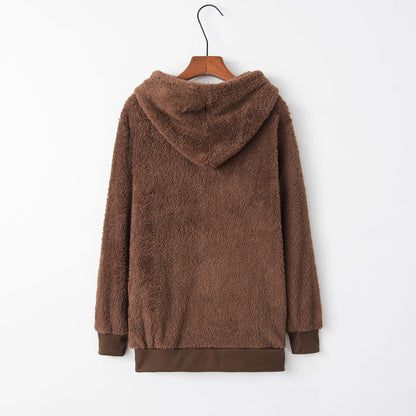 Women's Long Sleeve Hooded Sweatshirt, Monochromatic Coat, Fashion Trend