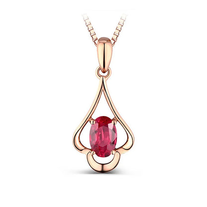 Collar Retro de plata 925, joyería con forma ovalada, colgante de piedras preciosas de rubí, accesorios para mujer, regalo de fiesta de promesa de compromiso de boda