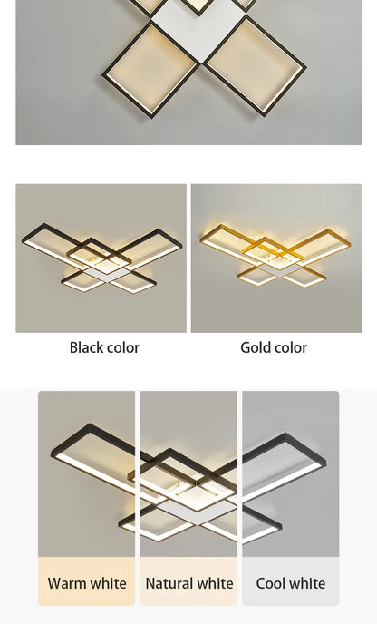 Modern LED Ceiling Lights for Living Room, Bedroom, Lustre, Home Decor, Dimmable Ceiling Lamp, Black/Gold Ceiling Light Fixtures