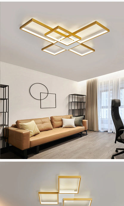 Modern LED Ceiling Lights for Living Room, Bedroom, Lustre, Home Decor, Dimmable Ceiling Lamp, Black/Gold Ceiling Light Fixtures