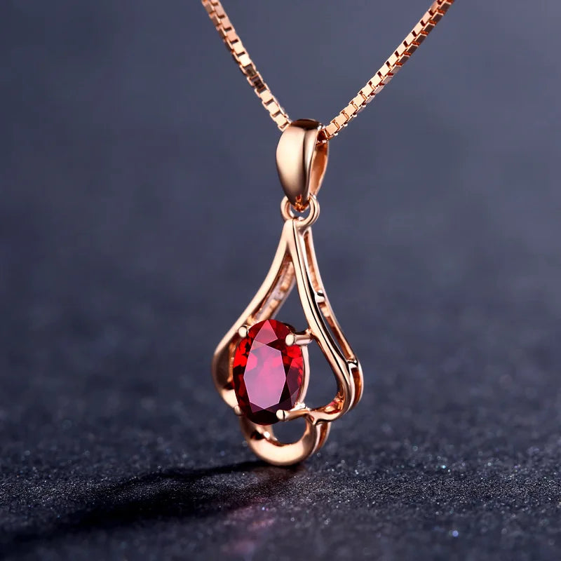 Collar Retro de plata 925, joyería con forma ovalada, colgante de piedras preciosas de rubí, accesorios para mujer, regalo de fiesta de promesa de compromiso de boda
