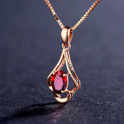 Collar Retro de plata 925, joyería con forma ovalada, colgante de piedras preciosas de rubí, accesorios para mujer, regalo de fiesta de promesa de compromiso de boda