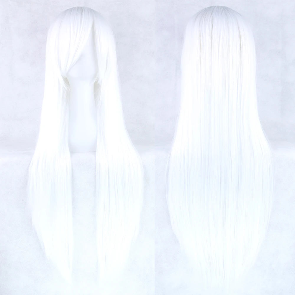 Soowee, pelo sintético de 80cm de largo, pelucas de Cosplay blancas y moradas, peluca recta de pelo negro para fiesta, peluca para mujer.