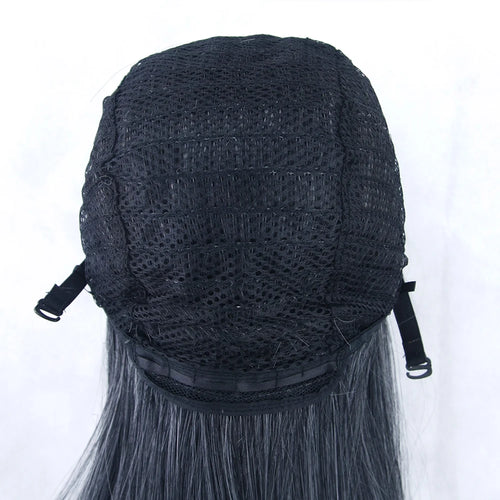 Soowee, pelo sintético de 80cm de largo, pelucas de Cosplay blancas y moradas, peluca recta de pelo negro para fiesta, peluca para mujer.