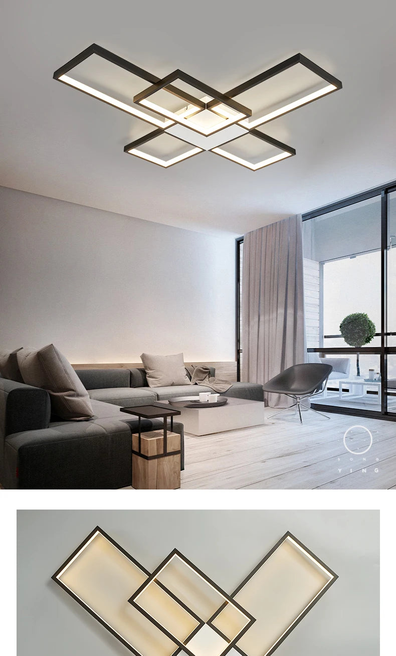 Modern LED Ceiling Lights for Living Room, Bedroom, Lustre, Home Decor, Dimmable Ceiling Lamp, Black/Gold Ceiling Light Fixtures