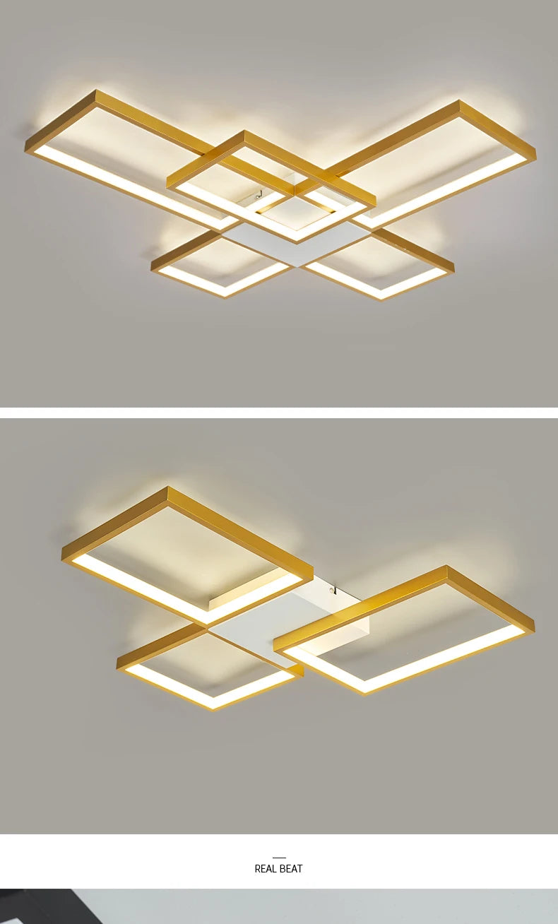 Modern LED Ceiling Lights for Living Room, Bedroom, Lustre, Home Decor, Dimmable Ceiling Lamp, Black/Gold Ceiling Light Fixtures