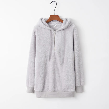 Women's Long Sleeve Hooded Sweatshirt, Monochromatic Coat, Fashion Trend