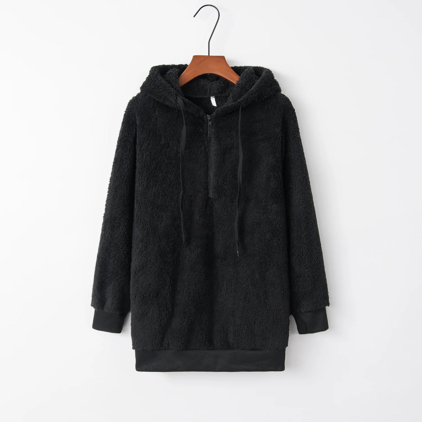 Women's Long Sleeve Hooded Sweatshirt, Monochromatic Coat, Fashion Trend