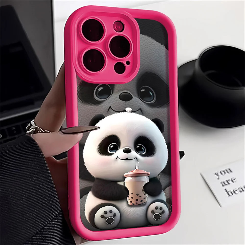 Funda suave de TPU Panda para iPhone 15 Pro Max, Fundas para iPhone 16 17 Air 13 14 11 12 16E 7 8 Plus SE 17promax 16promax