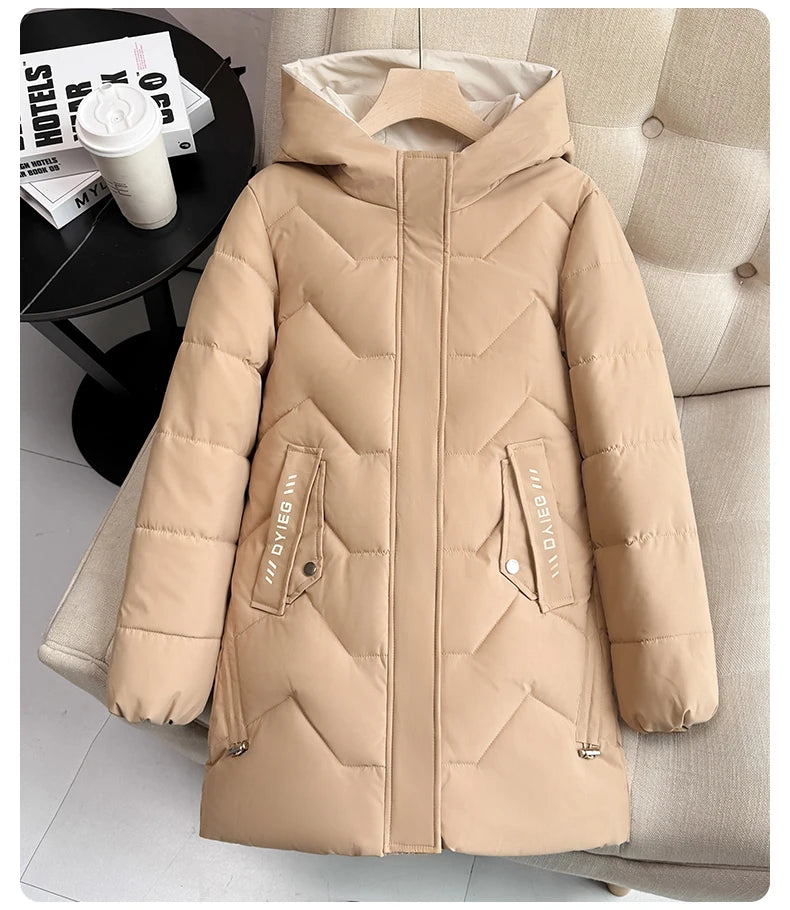 High-end women's mid-length down jacket, thick, warm and stylish, Korean style, for winter, c...