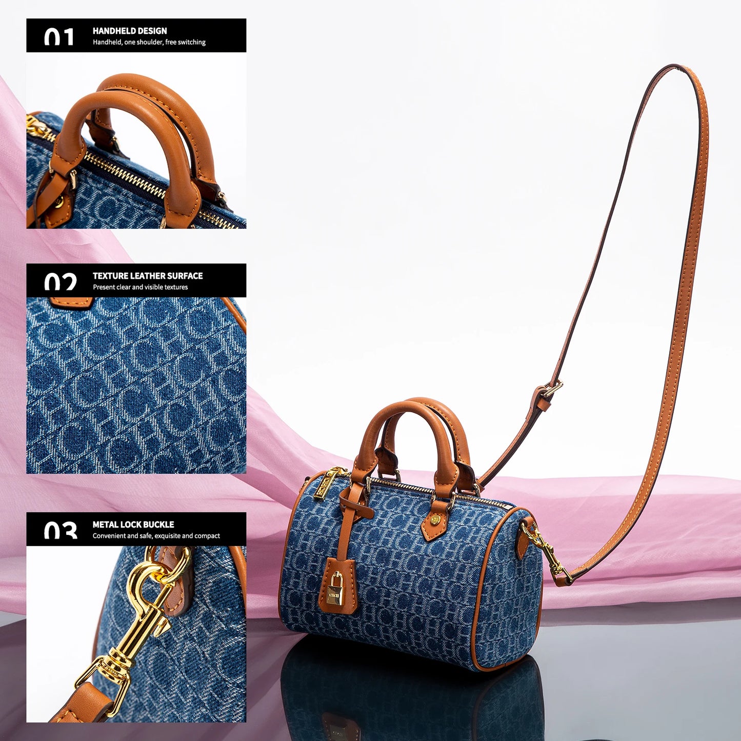 Bolso de hombro para mujer, nuevo bolso de almohada empalmado de vaquero, bolso informal de fiesta para mujer