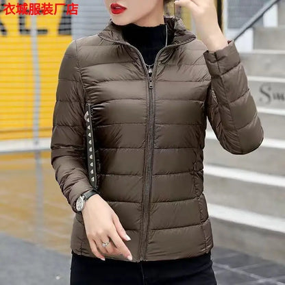 Nueva Chaqueta de Plumón con Capucha para Mujer, Corta, uesa, Cálida, Informal, ra, Estilo Coreano, Diseño Simple