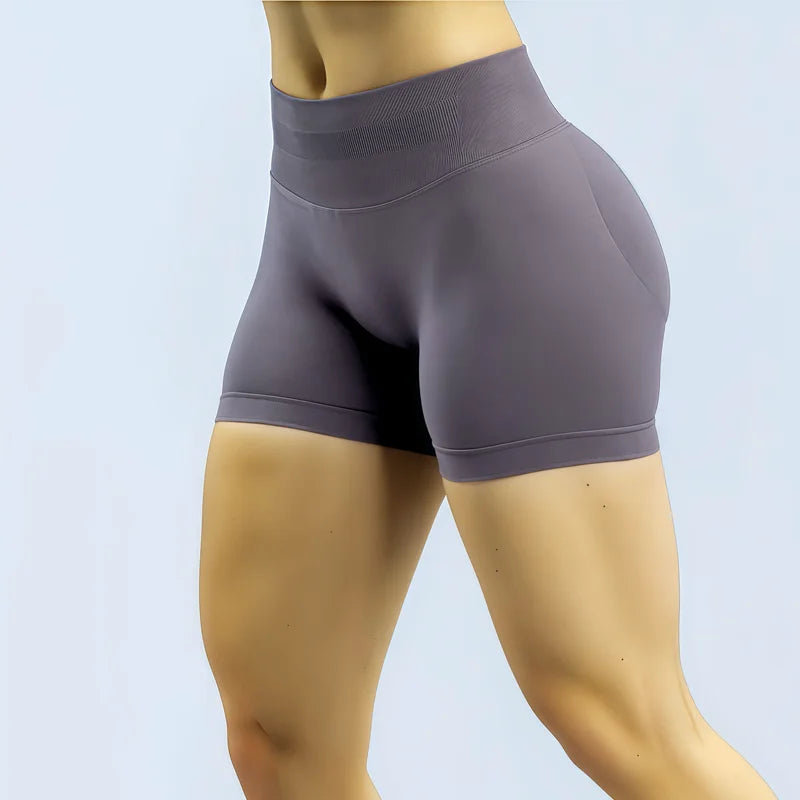 Shorts Deportivos HISTELLO Impacts de 4.5" para Mujer, Shorts de Ciclismo de Cintura Baja, Shorts de Gimnasio, Leggings de Yoga sin Costuras con Efecto Push-Up