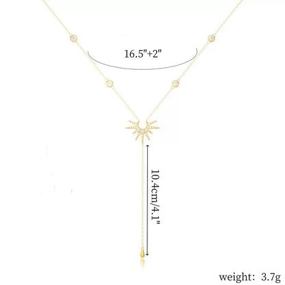 Collar con colgante en forma de Y de acero inoxidable para mujeres y niñas, gargantilla colgante con borla larga de circonia cúbica a la moda, regalos de joyería