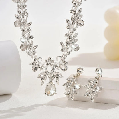 3 uds nuevos conjuntos de Collar de moda para mujer Collar de gota de agua gargantilla Collar pendiente conjunto de joyería para graduación cumpleaños boda nupcial