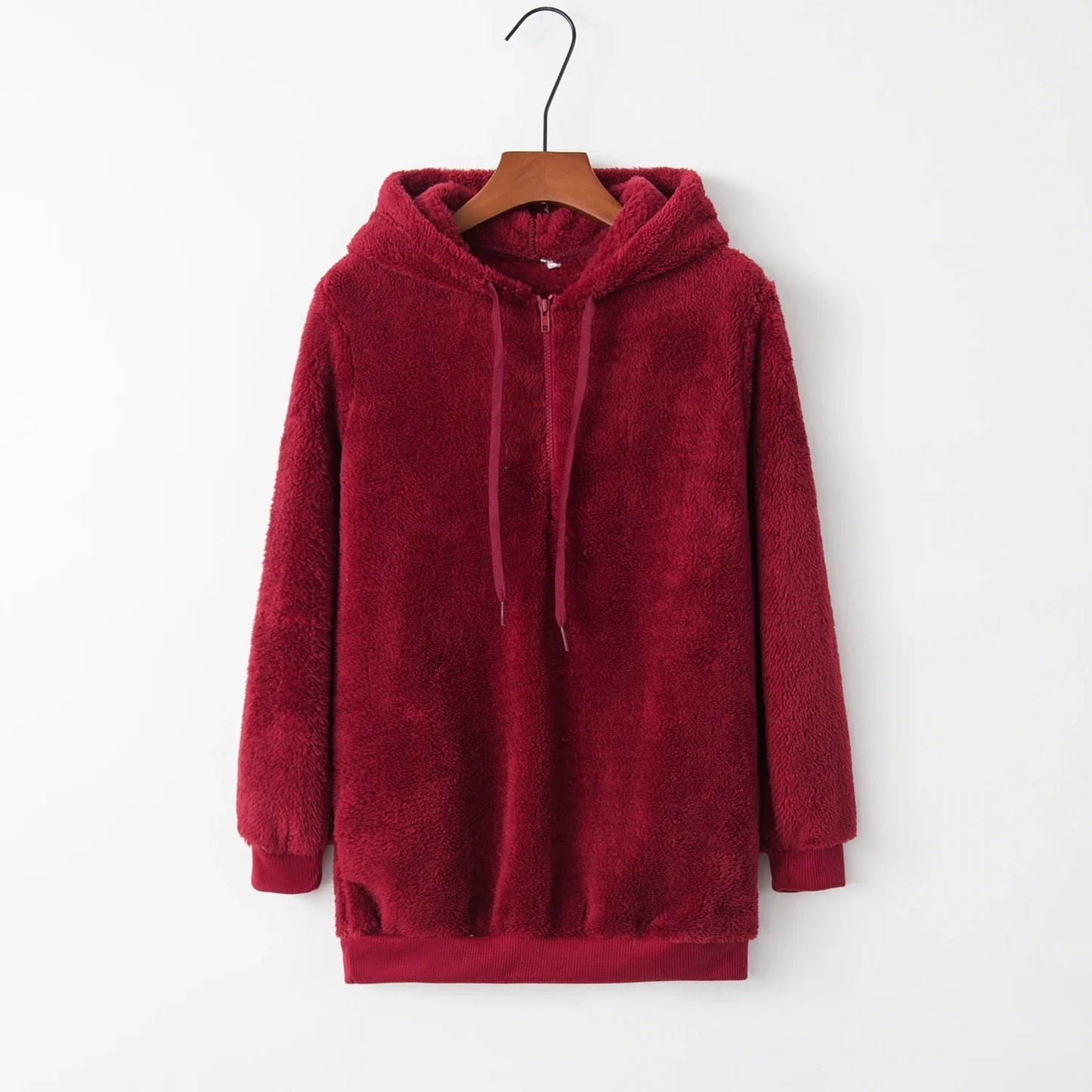 Women's Long Sleeve Hooded Sweatshirt, Monochromatic Coat, Fashion Trend