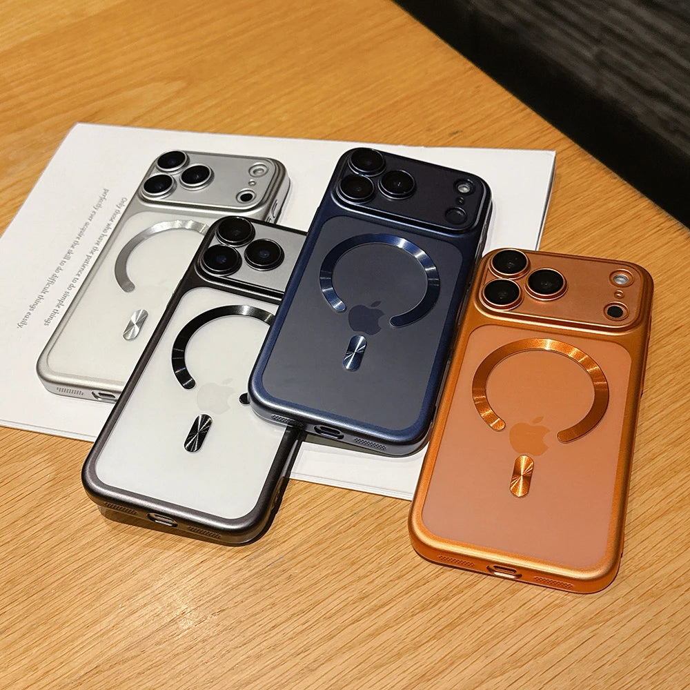Funda magnética translúcida mate de lujo para iPhone 17 Pro Max 17Pro 17 Air, fundas protectora para cámara de carga inalámbrica Magsafe, funda para iphone 17 pro max