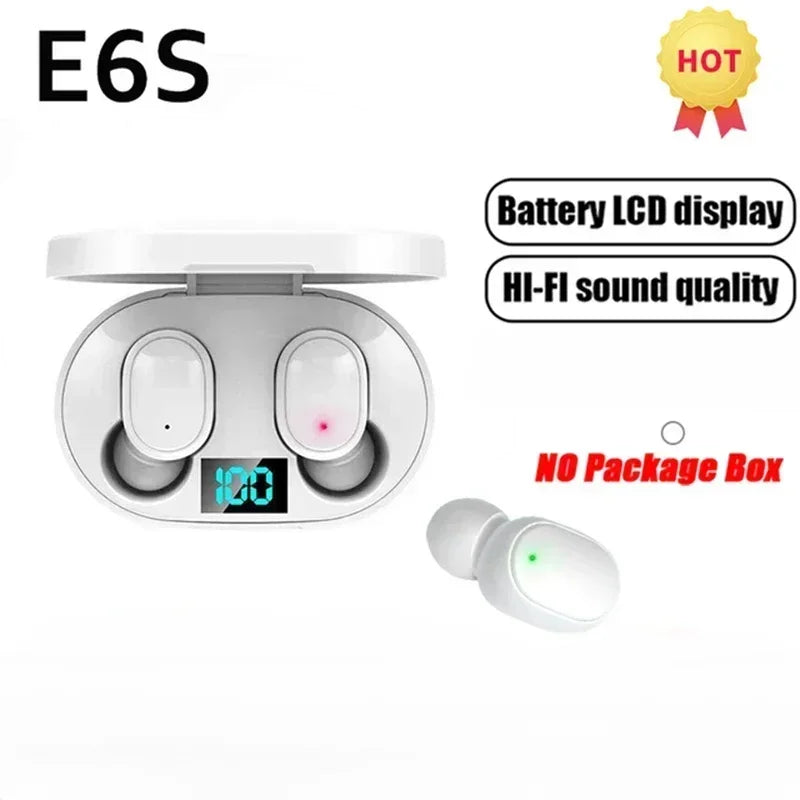 E6S TWS Bluetooth Wireless Headphones Bluetooth Earphones Wireless Earbuds Noise Cancelling Headphones with Microphone