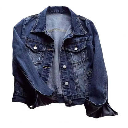 Chaqueta vaquera para mujer, chaqueta con solapa en el pecho y un solo pecho, abrigo corto ajustado de manga larga, chaquetas vaqueras Retro para mujer, prendas de vestir exteriores