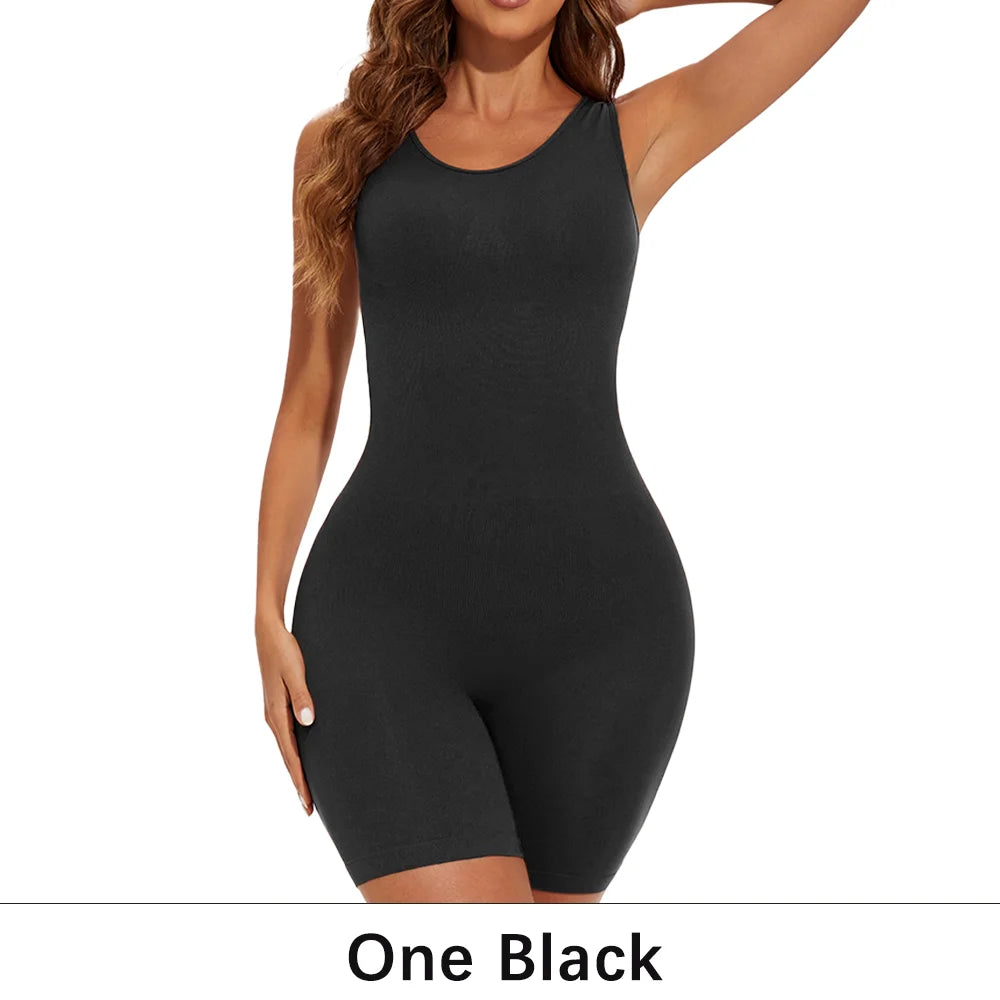 POKARLA Bodysuits sexys de cobertura total, faja moldeadora de muslos, mono moldeador de hombros anchos, faja sin costuras, adelgazante.