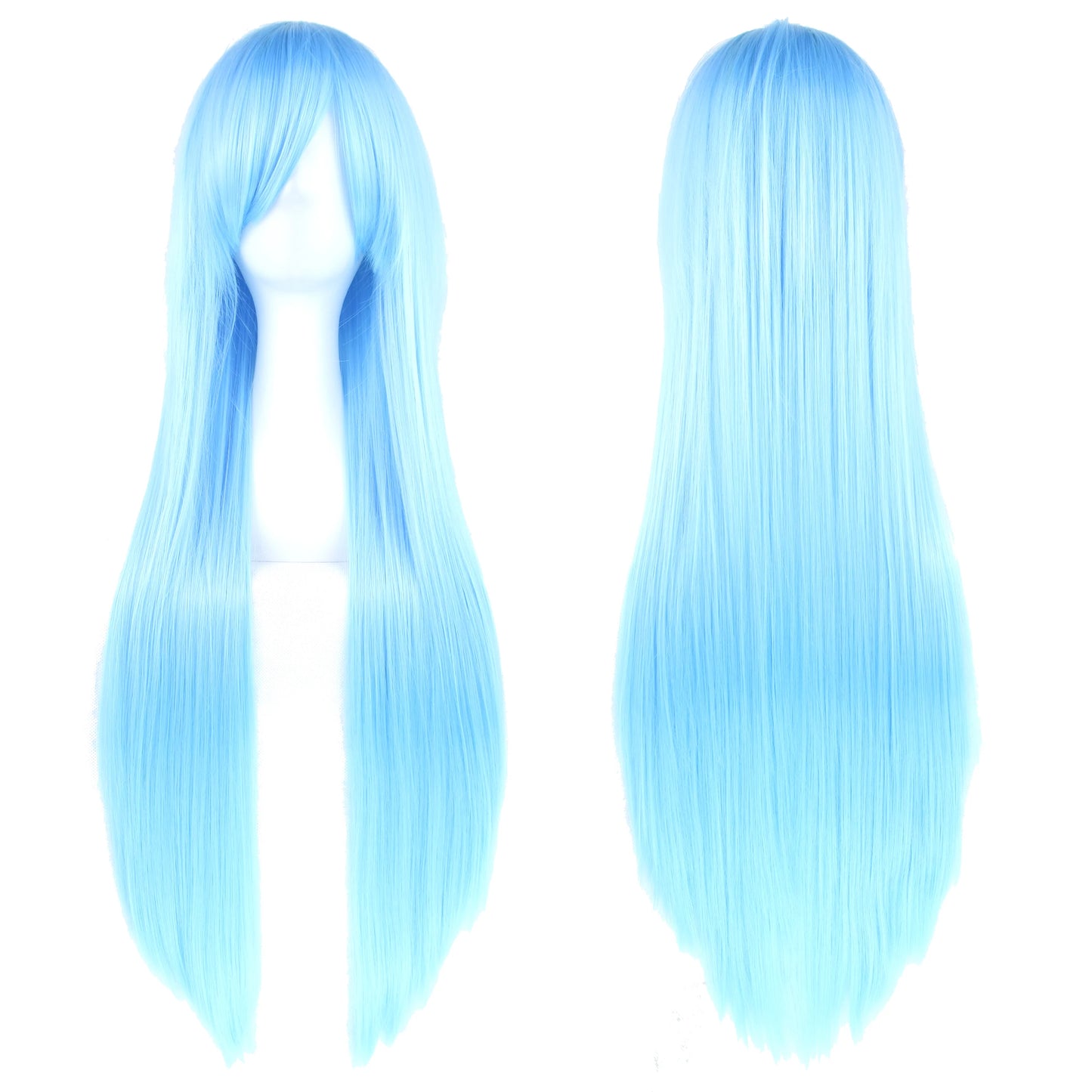 Soowee, pelo sintético de 80cm de largo, pelucas de Cosplay blancas y moradas, peluca recta de pelo negro para fiesta, peluca para mujer.