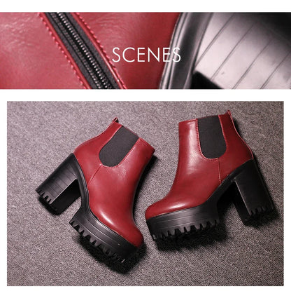 Botas de tacón cuadrado para Mujer, Zapatos con plataforma, de cuero PU, hasta el muslo, para motocicleta