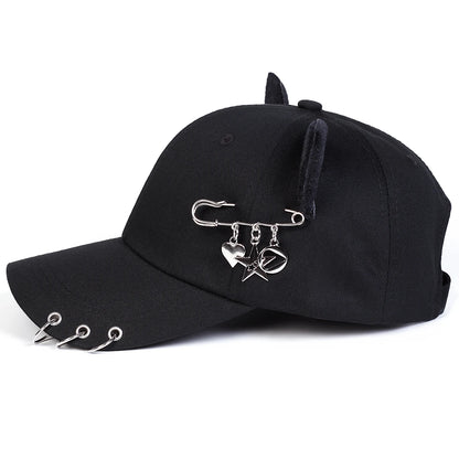 Gorra de Béisbol Unisex con Orejas de Gato, Ajustable, Casual, para Primavera y Otoño, Protección Solar, Gorra Deportiva