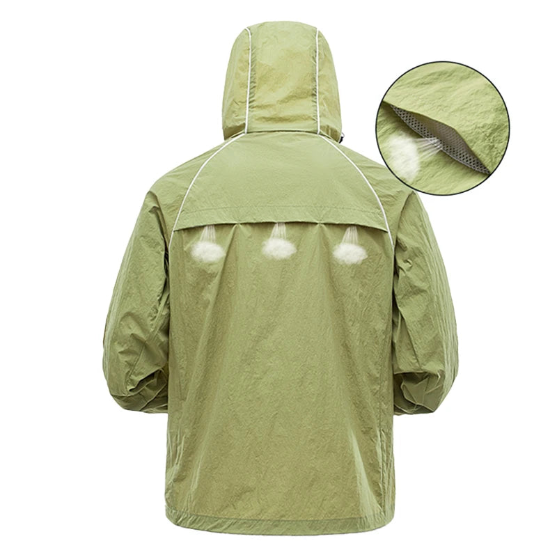 EUMERGX-Chaqueta impermeable para hombre y mujer, cortavientos con protección solar para pesca, escalada, senderismo, abrigo ligero para lluvia, unisex, para verano
