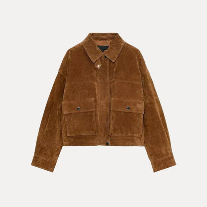 Chaqueta de Piloto de Cuero Puro para Mujer Z, Estilo, Corte Están, Chaqueta Corta, E y de Calidad