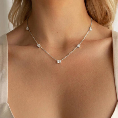 Collares de Moissanita Ovalada de 5cttw para Mujer, Diamante de Laboratorio con Certificado, Plata S925, Chapado en Oro de 18K.
