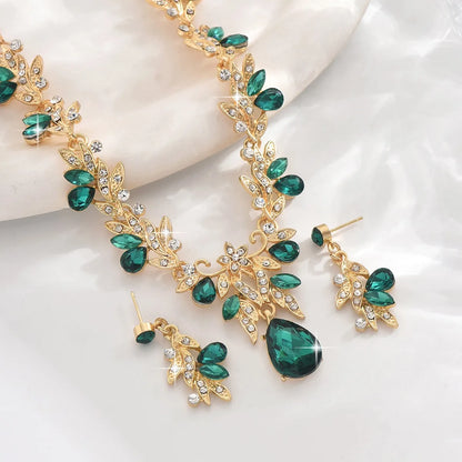 3 uds nuevos conjuntos de Collar de moda para mujer Collar de gota de agua gargantilla Collar pendiente conjunto de joyería para graduación cumpleaños boda nupcial