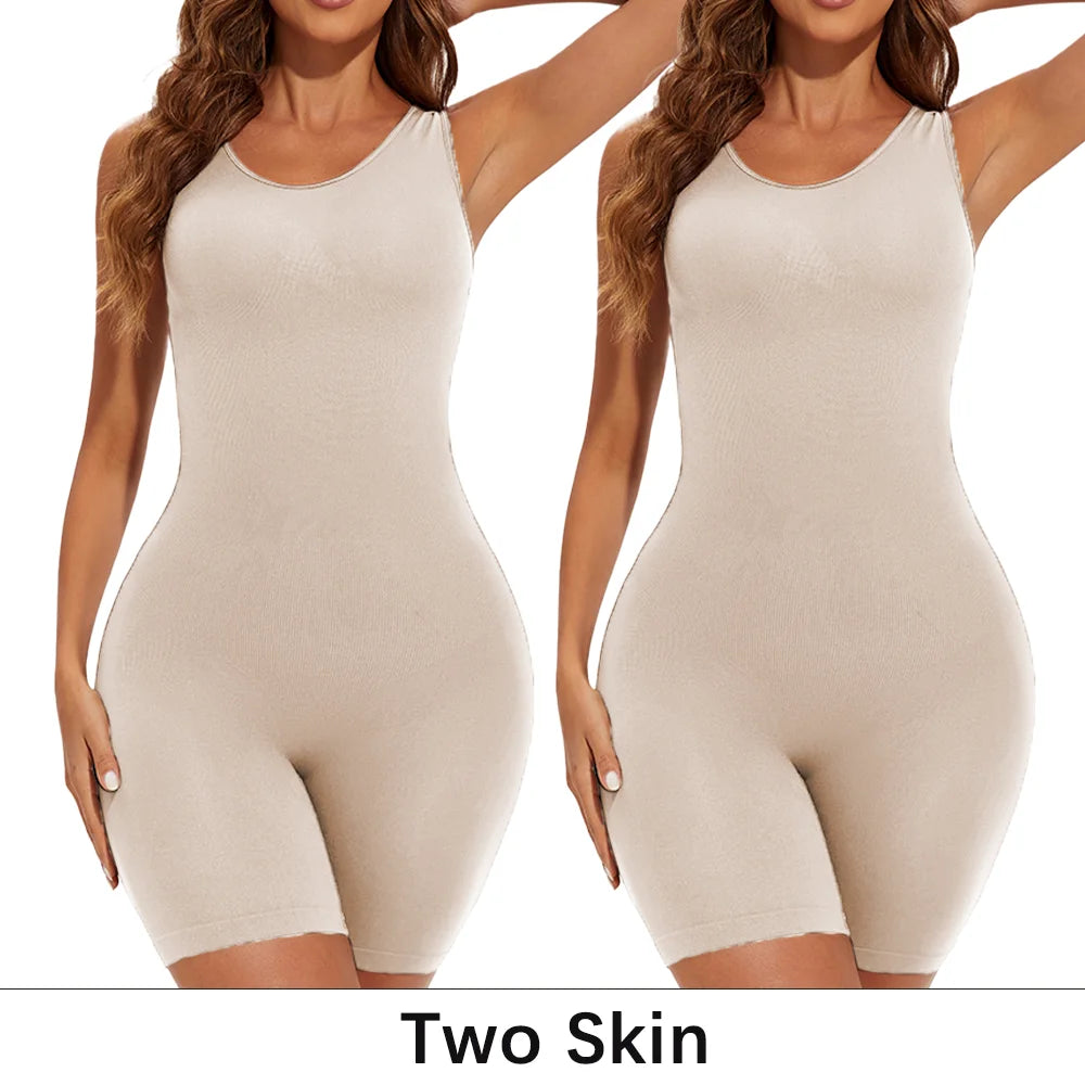 POKARLA Bodysuits sexys de cobertura total, faja moldeadora de muslos, mono moldeador de hombros anchos, faja sin costuras, adelgazante.