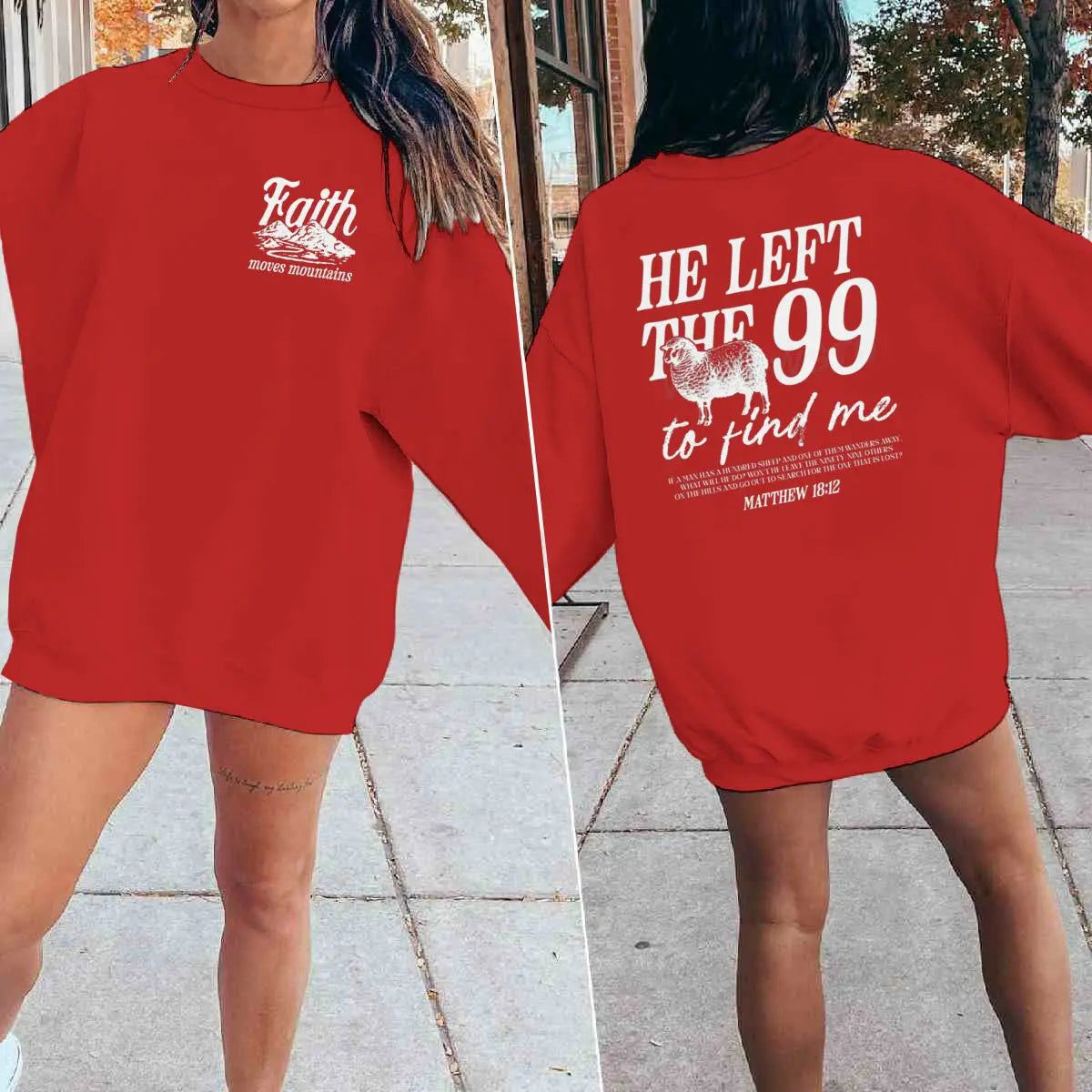 Sudaderas con diseño religioso para hombres y mujeres, con la frase 'Él dejó las 99 para encontrarme', jersey gráfico, regalo de fe religiosa para cristianos, top con cuello redondo.