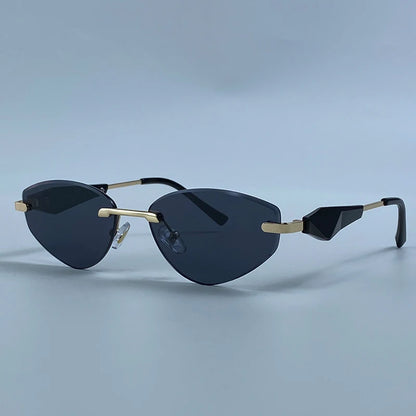 Gafas de Y2K Punk sin montura de ojo de gato, gafas 2026 de diseño de lujo irregulares sin marco, gafas de mujer, gafas de fiesta de moda