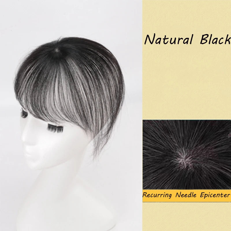 Wig with Air Bangs, Women's Wig Piece, Ultra-thin Traceless Qi Bangs, 5x5cm Women's Toupee with Silk Base Bangs and Cut