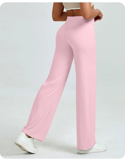 Women's High Waisted Straight Leg Yoga Pants, Naked Feeling, Butt Lift, Loose Fit, Workout Pants, Slimming Gym Pants