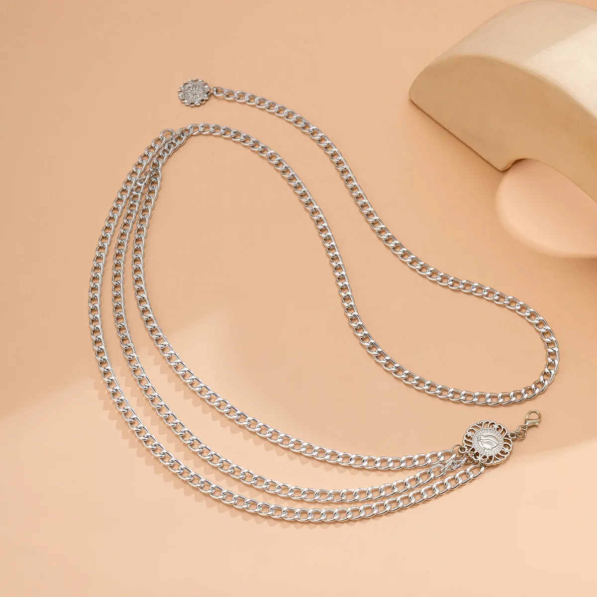 Estilo Punk Hip Hop, cadena de cintura que combina con todo, Luna, cinturón de Metal Vintage para mujer, cinturón de cadena de cintura alta Vintage para mujer.