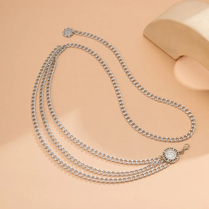 Estilo Punk Hip Hop, cadena de cintura que combina con todo, Luna, cinturón de Metal Vintage para mujer, cinturón de cadena de cintura alta Vintage para mujer.